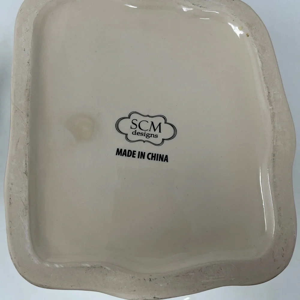 SCM Designs Snow Covered House Ceramic Cookie Jar with snowman tree clean GHA3..